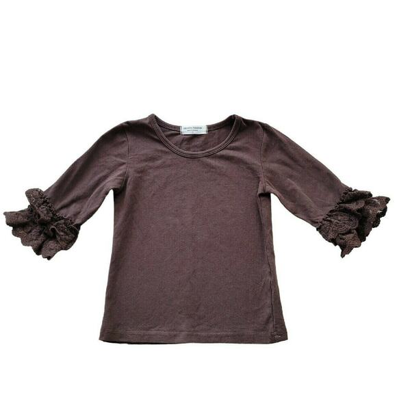 Adorable Essentials Brown Ruffle Top - Picture 1 of 4